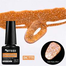 Mtssii 7ml Champagne Gold Sliver Reflective Nail Gel Polish Sparkling Shining Glitter Pink Red Color Nail Supplies Semi Permanent Soak Off UV Gel Varnish Sparkle Effect Nail Art Manicure - 彩色 - 查看 2
