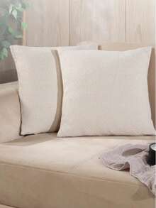 Realizzato in Turchia - Set da 2 Federe Decorative Boho 45x45 Cm, con Cerniera in 100% Cotone Turco - Bianco crema - Visualizzare 2