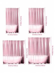 1pc EVA Transparent Shower Curtain, 3D Water Cube Embossed Asymmetrical Shape, Pink Transparent, Multiple Sizes, No Hooks - Pink - View 4