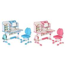 Premium Kids Study Desk Chair Set, Height Adjustable Children School Study Table Chair Set With Astronaut Pattern, Ergonomic Desk Chair With Large Writing Board, Bookshelf And Drawer (Pink, Blue) - Pink - View 13
