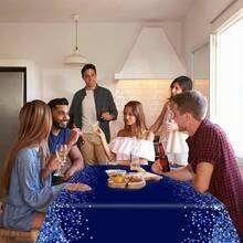 3 件/1 件 137*274 厘米/54*108 英寸一次性派对桌布，蓝色渐变闪光图案桌布，适用于格子主题派对和日常装饰 - 藍色 - 查看 7