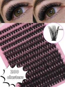 Wimpernverlängerungs-Set, 280 Stücke, 8-16mm gemischte Länge, künstliche Nerz-Wimpern D-Curl natürliche Dicke, russisches atemberaubendes Augen-Make-up, natürliche Wimpernverlängerung 3D Russischer Curl Make-up-Tool für Augen-Make-up, Wimpernbüschel, Einzelwimpern, Wimpern, Falsche Wimpern