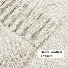 Boho Area Rug 3' X 5', Washable Cotton Woven Entryway Rug With Tassels, Moroccan Tufted Bedroom Rug, Farmhouse Floor Carpet Entry Office Porch Living Room Kitchen, Modern Bohemian Style - 淺褐色的 - 查看 3