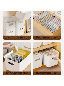3/2/1件大容量塑料储物盒，桌面整理箱，适用于浴室、厨房、衣服、化妆品，整洁干净