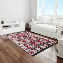 Alfombra grande para sala de estar con patrones tradicionales, lavable, alfombras de área modernas para dormitorio y sala de estar - Rojo - Ver 6