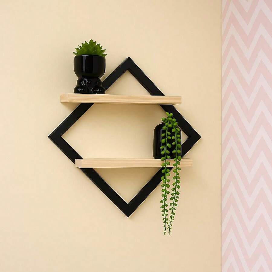 Double Shelf Niche With Decorative Picture Frame - 鏽棕色 - 查看 1