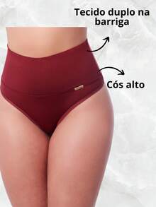 Calcinha Cinta Segura Barriga Modeladora Suplex Cós Duplo Pós Parto - Stela - Multicolorido - Visão 4