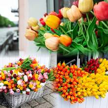 3pcs Artificial Tulip Flowers Decor, Home Decoration Accessories, Living Room & Bedroom Ornament - Hot Pink - View 8
