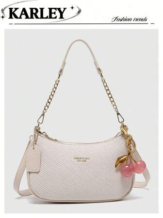 2025 New Fashion Classic Versatile Letter Graphic Decor Solid Color Waterproof PU Fabric Shoulder Bag/Crossbody Bag, Suitable For Shopping, Foldable