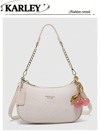 Bolso de hombro de unicolor, impermeable, de tela de PU, con diseño de patrón de alfabeto clásico y salvaje, adecuado para compras, 2025 nueva moda