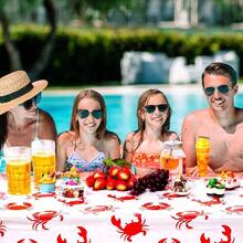 2 Pcs 54 X 108 Inch Crab Boil Party Table Cloth Summer Seafood Party Supplies Plastic Crab Tablecover Decorations Rectangular For Sea Animals Dining Kitchen Centerpieceaa