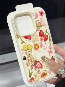 1个可爱猫咪草莓图案防水防摔防滑软手机壳，兼容苹果及其他品牌手机，防震防刮，国际版，非国内版 - 彩色 - 查看 2