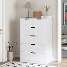 Tall 6 Drawer Dresser, Black Modern Chest Of Drawers For Bedroom,Closet Dressers With Drawers For Living Room, Entryway, Hallway - 白色 - 查看 1