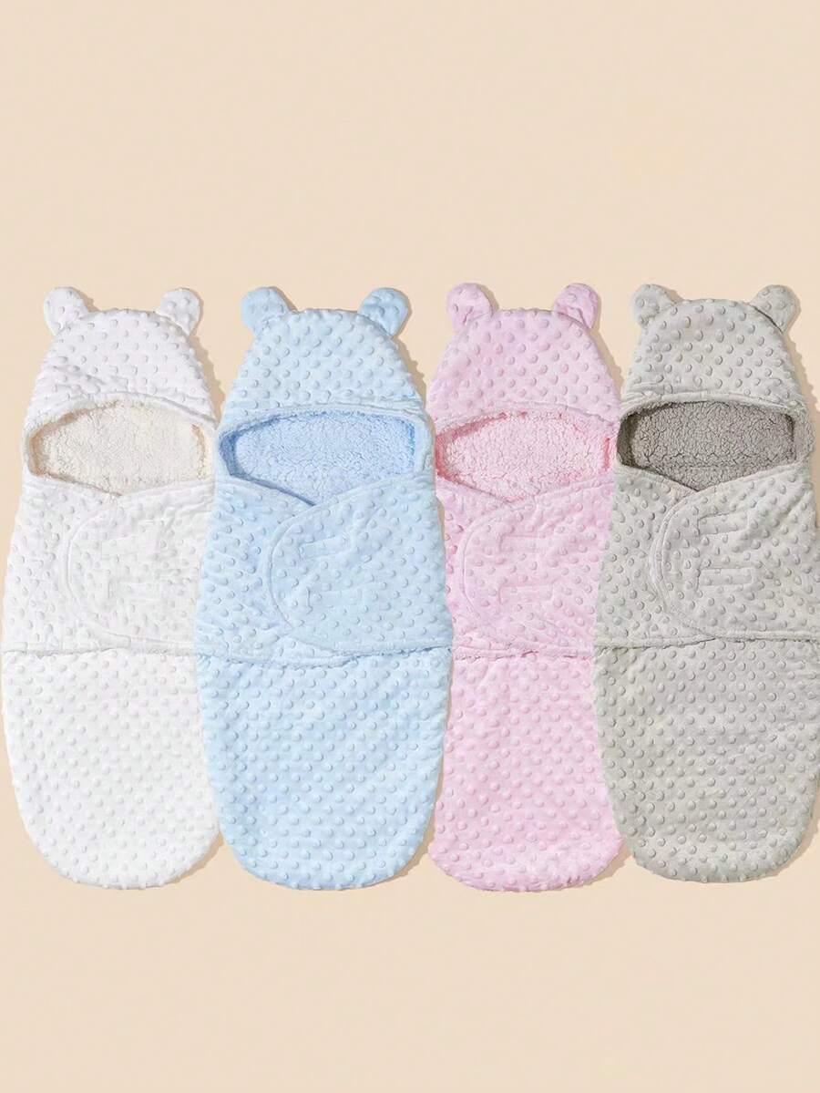 1 chiếc chăn quấn vải nỉ hai lớp cho bé vào mùa thu và - Màu xanh lam - Xem 1