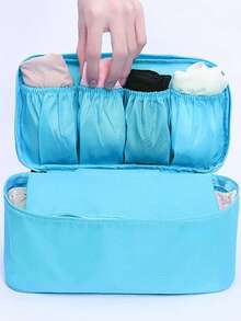 1pc Large Capacity Lingerie Storage Bag, Waterproof Travel Organizer - Burgundy - View 2