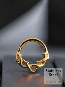 16G 8mm/10mm 316L Stainless Steel Closed Nose Ring, Septum Ring, Fashion Personalized Sheep Horn Nose Piercing Jewelry, Women's Cartilage Earring - Thorn - View 6