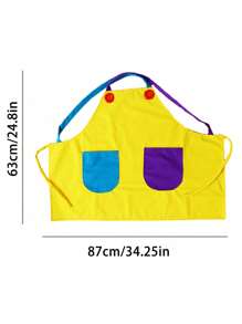 hoojojo 1 Peça Avental Criativo, Azul, Amarelo, Tamanho, Avental com Bolso, Avental de Drama, Livro de Imagens de Histórias, Adereços de Narração de Histórias, Adereços de Jogos Interativos, Família, Sala de Aula, Festa, Materiais Didáticos, Volta às Aulas