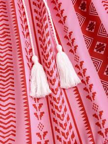 Women's Long Floral Bohemian Style Dress, Printed Halter Dress - Red - View 7