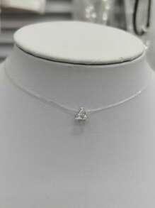 1 件方晶锆石镶嵌蛋形莫桑石银项链