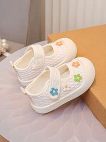 Zapatos de lona con estampado floral para niñas pequeñas, nuevos tenis de suela blanda, transpirables y antideslizantes para primavera/otoño