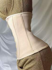 1pc Women's Fitness Training Dance Yoga Shapewear, Sports Waist Trainer, Waist Cincher, Compression Sports Bra, Fashionable Slimming Waist Trainer With Mesh - Apricot - View 4