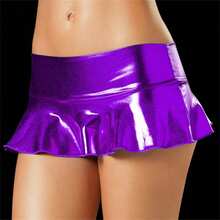1pc Sexy Mini Skirt, Faux Leather Low Waist Clubwear Skirt, High Waist Skirt For Nightclub, Costume Cosplay ,Halloween Costume, Party Dress - Multicolor - View 14