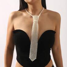 1 Piece New Pearl Tie, Hot-Selling Popular Pearl Handmade Neck Accessory, French Design Sense Elegant INS Style Tie - Gold - View 1