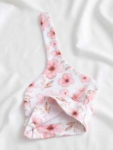 Set da 2 pezzi: Cappellino per bambini con motivo floreale a fiori di pesco rosa + bavetta sciarpa, adatto per bambini da 0 a 3 mesi, regalo perfetto per neonati