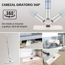 Trapeador de Microfibra,Mopa Trapeador con 350ML Atomizador,Fregona de Limpieza de Húmedo y,Cabezal Giratorio 360 ° ,con 3 Almohadillas Lavables y 1 Rascador,para Piso de Baldosas,Vidrio,ármol - 1 - Ver 3