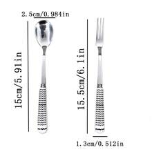 5/10pcs Geometric Pattern Ceramic Handle Stainless Steel Cutlery Set, Polished Surface Tableware With Dessert Spoon, Coffee Spoon, Small Spoon, Small Fork And Fruit Fork - Multicolor - View 11