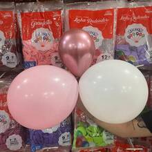 Kit 125 Balloons Pic Pic White + Baby Pink + Pink Chrome + Ribbon For Deconstructed Arch