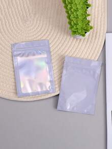 100/50/30/10pcs Resealable Bags, Clear Window Food Storage Bags, Candy Bags, Fudge Bags, Aluminum Foil Bags, Party Favor Packaging Bags, Holographic Resealable Bags Zipper Food Storage Aluminum Foil Mylar Scent Bags Plastic Flat Packaging Bags For Party Favors Food Candy Jewelry Lip Gloss, Available In Various Sizes And Colors - 開窗鐳射袋 - 查看 11