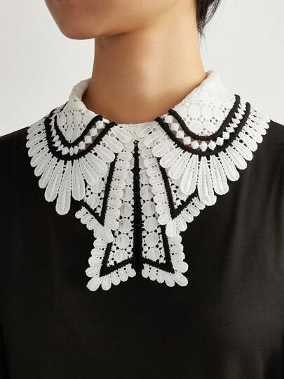 1pc Fashionable Bow Tie Collar, Lace Trim Detachable Shirt Collar Decoration For Dress For Christmas Decor