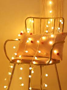 1条 1.5/3/6米 经典家居装饰小白球串灯，室内装饰LED球形串灯，室内房间/卧室墙壁装饰灯，户外露营帐篷装饰灯，户外花园装饰灯 - 小白球 - 查看 4