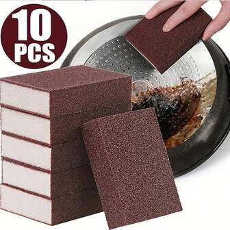 1/2/10 Piezas, Borrador mágico de esmeril, Cepillo de alambre para ollas, Esponja desincrustante para ollas, Cepillo esponja para ollas, Esponja para eliminar óxido, Bloque de esponjas para lavar platos, Esponja de esmeril antiadherente, Estropajo, Descontaminación potente, Cepillo para ollas para eliminar óxido, Paño de limpieza de cocina Esponja abrasiva