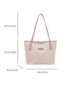 Large Capacity Women's Fashion Multifunctional Shoulder Bag, New Canvas Handbag, Stylish Design, Suitable For School, Commuting And Shopping (Pendant Not Included) - Pink - View 12
