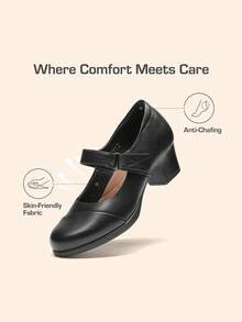 Women's Chunky Low Block Closed Toe Heels Round Toe Mary Janes Pumps Elegant Comfortable Classic Dress Work Shoes - màu đen - Xem 3