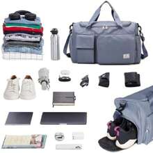 Travel Duffel Tote Bag With Dry Wet Separation Pocket, Weekender Bag For Women And Men,Waterproof Bag With Shoe Compartment Lightweight And Easy Carry On Black