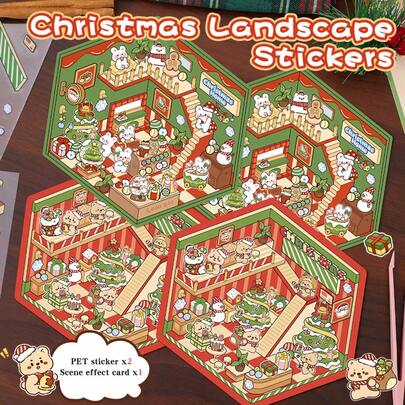 2025 naklejek z motywami bożonarodzeniowymi, naklejki 3D z domami, zwierzętami i krajobrazami, odpowiednie do relaksu, do celów artystycznych, samoprzylepne, do etui na telefon, jako akcesoria do rękodzieła, pomysłowe naklejki dekoracyjne, odpowiednie do dekoracji, naklejki DIY, na Halloween, Wielkanoc, Boże Narodzenie, Dzień Matki, prezenty na przyjęcia dla przyjaciół.