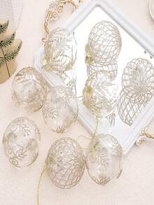 9 Pcs Christmas Baubles - Clear Christmas Tree Baubles, 8cm Painted Holiday Wedding Bauble Set | Shatterproof Ornaments For Christmas Tree Decoration, Premium Hanging Tree Pendant Ornaments For Decor,Transparent Christmas Balls, Christmas Tree Pendants, Christmas Tree Decorations Christmas Decorations Winter Room Decor Christmas Decorations Home Christmas Gifts Christmas Decor - Multicolor - View 7