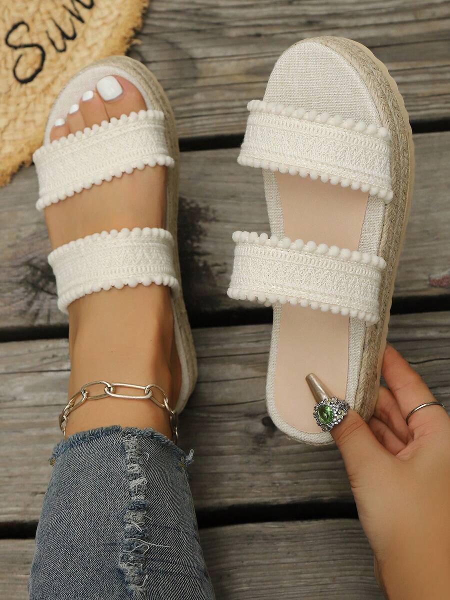 New Style Platform Thick Bottom Women's Fashion Sandals, Comfortable Casual Shoes - Beige - View 1