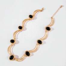 European And American Cross-Border Jewelry Palace Style Medieval Oval Geometric Necklace French Retro Niche Collarbone Chain Choker For Women - 25492-NE-G-set - Xem 3