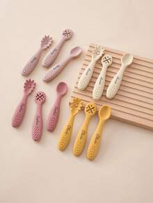 3件套个性化定制硅胶婴儿勺纯色餐具，适合儿童，可定制婴儿辅食配件，适合婴儿派对、家庭装饰、礼物、冬日礼物、返校礼物、冬季礼物创意、男孩女孩情人节礼物，多功能、装饰性、字母、时尚、现代、多彩、可爱、萌、休闲、定制、个性化、独特、定制、儿子、女儿、定制儿童餐具、温馨氛围、儿童、盛大晚会、现代、多彩、可爱