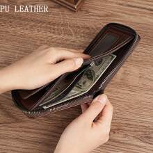 Vintage Multifunctional Bifold Wallet For Men PU Leather Multi-Card Zipper Wallet, ID Credit Card Wallet With ID Window, Minimalist Front Pocket Design, High-Capacity Money Clip, Perfect Gift For Men