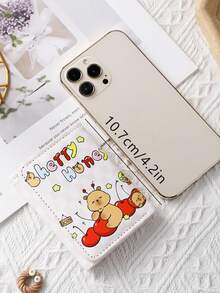 Cartoon Bear Design Women's Trifold Wallet, Multifunctional Purse, Portable Plaid Card Holder, Driver's License Pouch - Multicolor - View 3