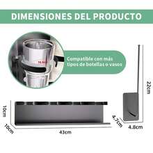 Soporte Magnético para Vasos y Botellas, Organizador para Refrigerador, Disponible en 1 Pieza o Juego de 3, con Porta Botellas y Porta Tapas, Organizador para Vasos 40 Oz y Accesorios, Capacidad para 6 Botellas - Negro - Ver 2