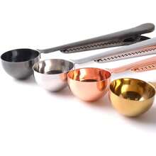 AF10 PCS Scoop With Clip 2in1 Stainless Steel Coffee Scoop And Bag Clip For Measuring Coffee Tea Protein Powder Instant Drinks