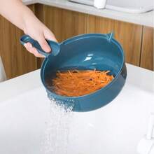 Vegetable Cutter Slicer With Basket Fruit Potato Chopper Carrot Vegetable Kitchen Tool - Blue - View 4