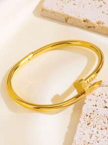 1pc Elegant Minimalist Zirconia Stainless Steel Bead Bracelet For Teens