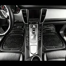 Shining Glitter Car Floor Mats 3D Leather Waterproof All Weather Universal Trim To Fit AntiSlip Safety Light Easy Clean Install Fit For SUV Truck Auto Sedan Van 4 Piece Black Glitter - AllBlackGlitter - View 3